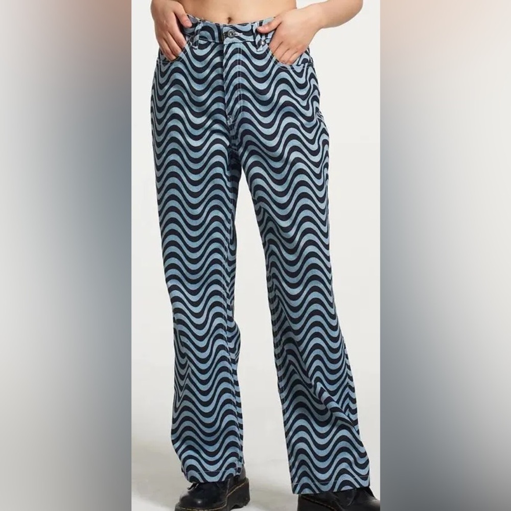 The Ragged Priest Blue Wavy Print Jeans
